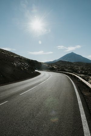 Road in desert to hills