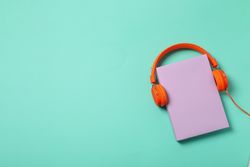 Concept of audio book, space for text