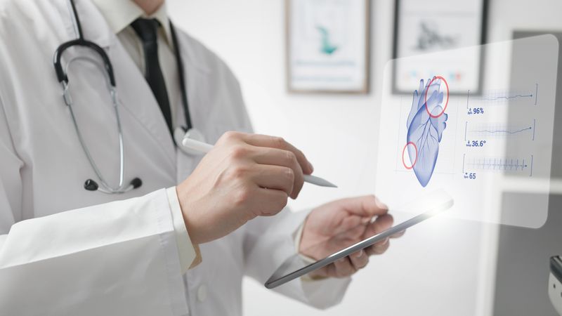 Doctor using AI for heart analysis