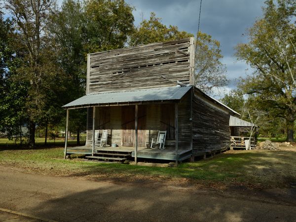 An old cabin that has the looks of an old-time store in Learned, Mississippi