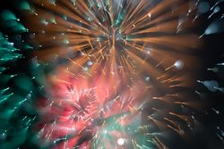 Bright fireworks on night sky