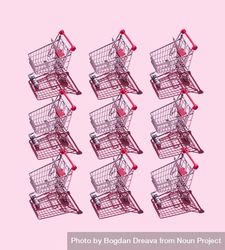 Nine mini toy shopping carts 4Bg7Wb