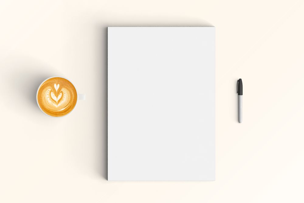 Modern workspace with  copy space on color background
