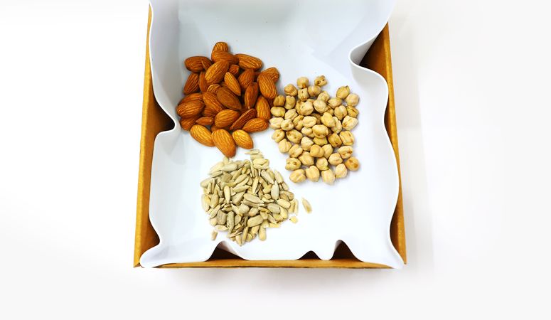 Assorted Almond nuts, Sunflower seeds and Peas