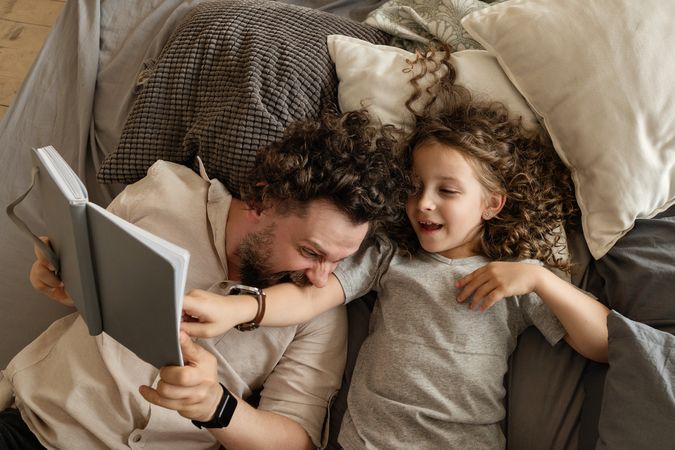 Dad and daughter at home