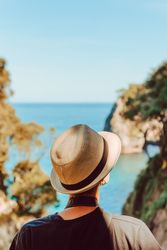 Female tourist contemplating picturesque landscape