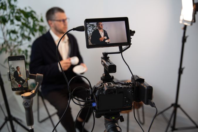 Camera Recording Blogger Interview