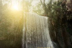 Scenic waterfall in tropical idyllic forest
