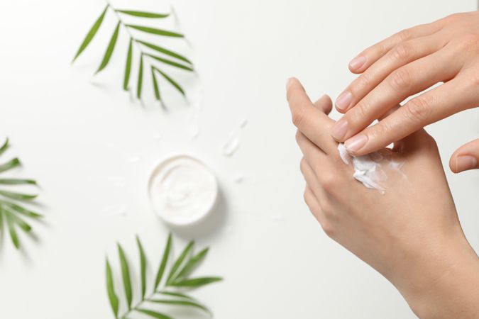 Concept of skin care, cream cosmetic, top view