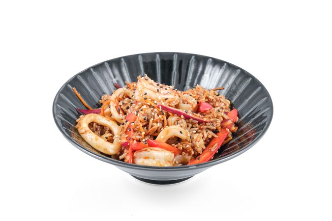 Stir fried rice with calamari