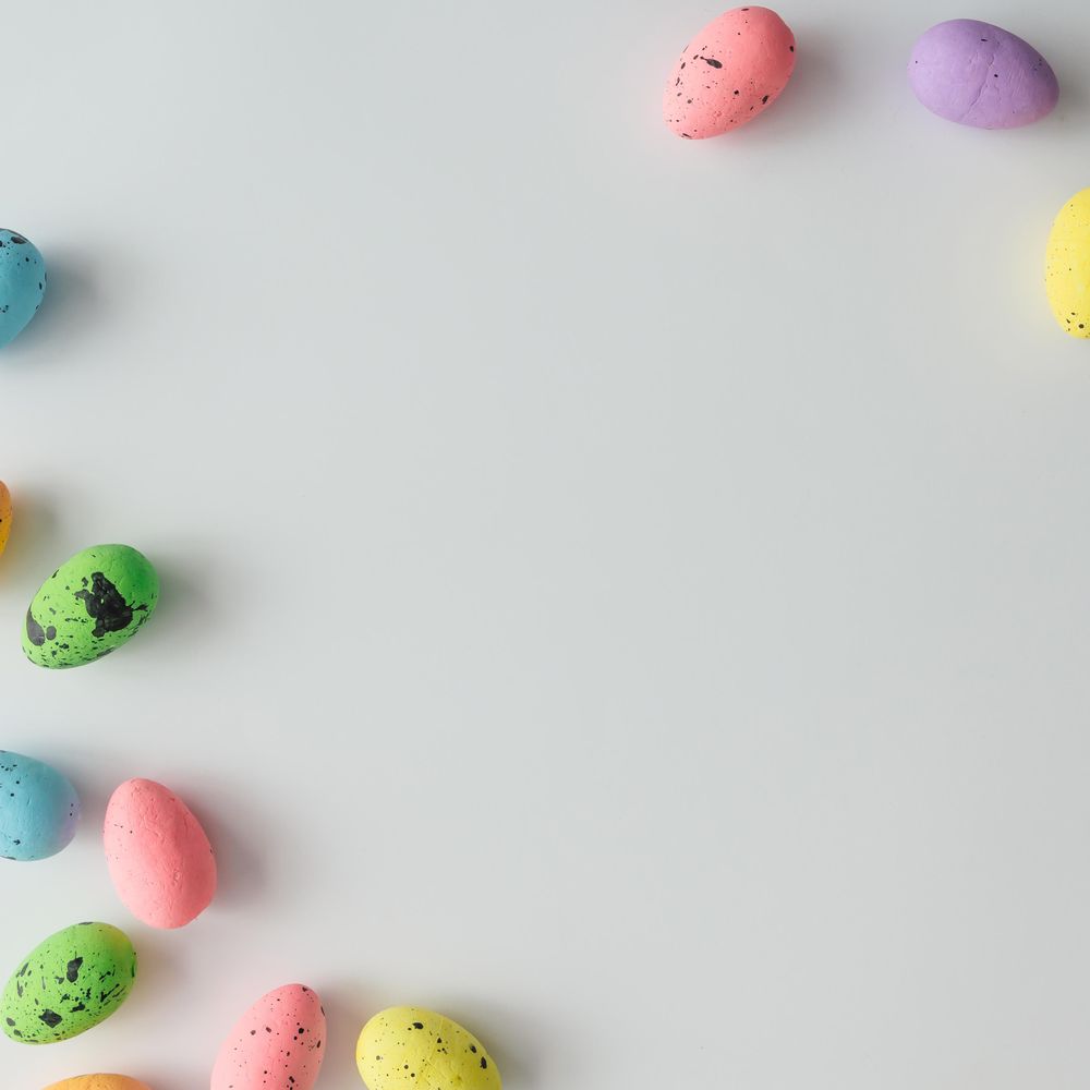 Pastel Easter eggs on light background