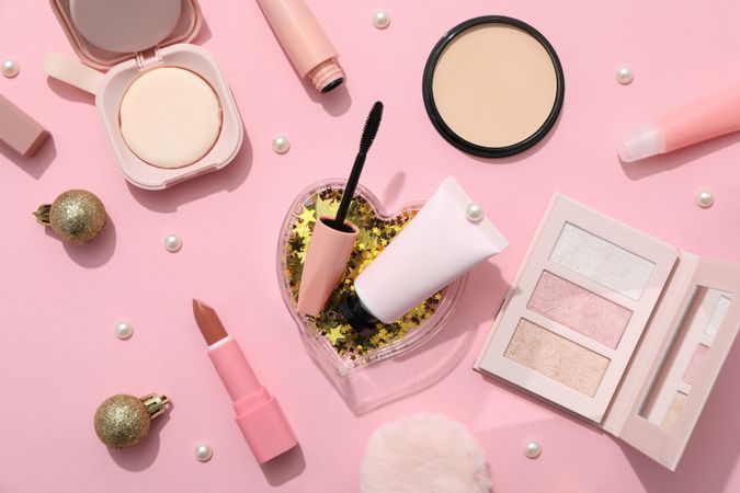 Concept of different cosmetics, different winter cosmetics