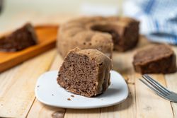 Slices of banana chocolate cake