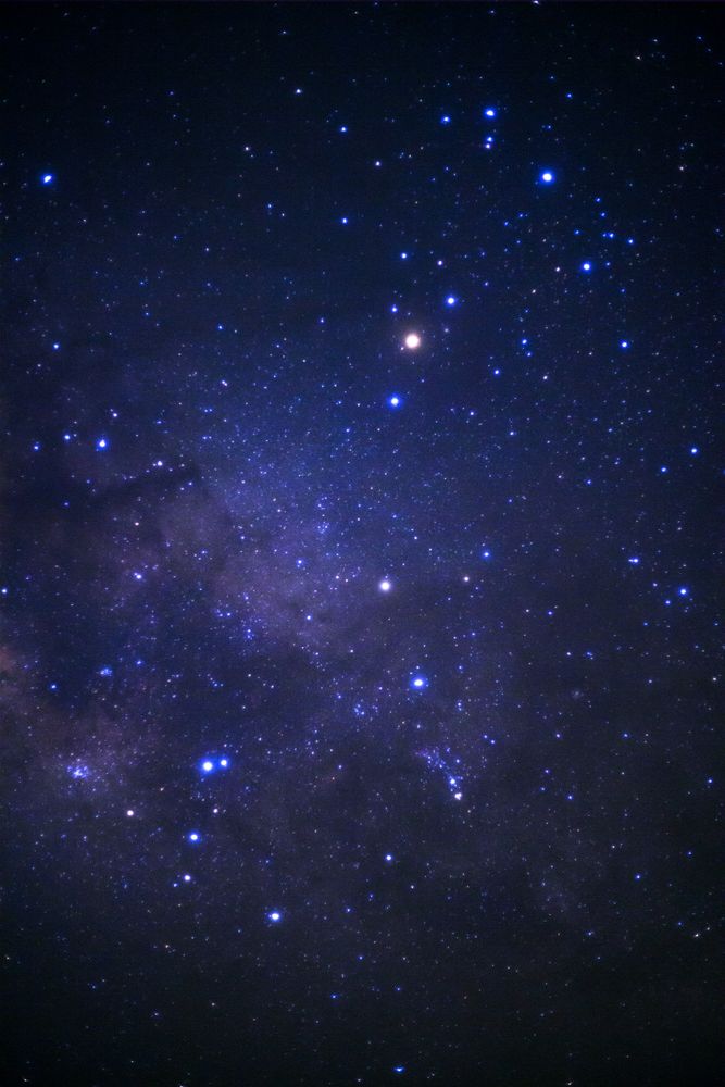 milky way galaxy and space dust in the universe, Long exposure photograph, with grain.