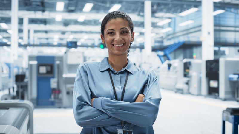 Portrait of smiling woman in lab
