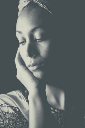Portrait of pensive Black woman
