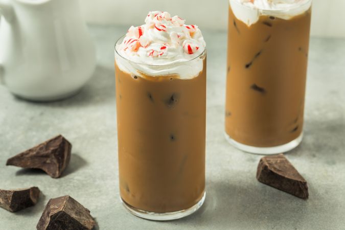 Refreshing Iced Cold Peppermint Mocha Coffee