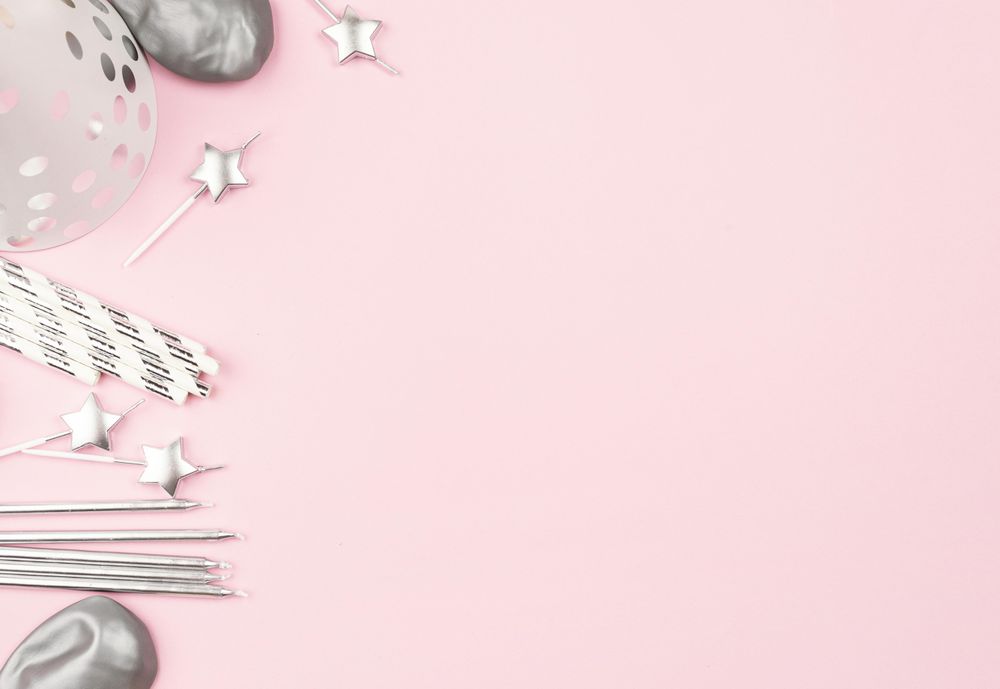 Silver birthday elements with copy space