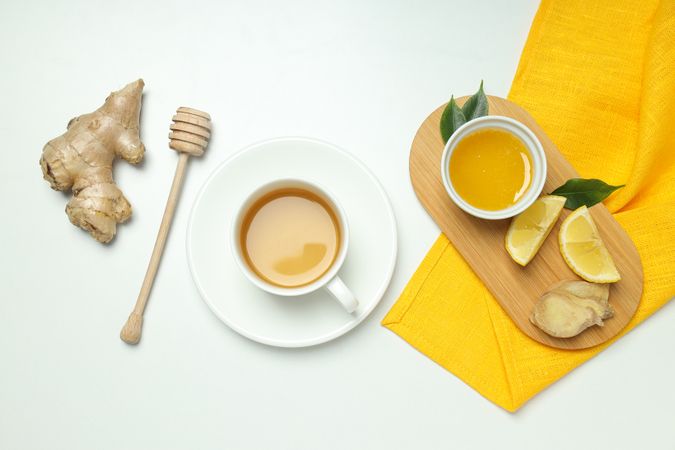 Cold treatment, healthcare concept - tea with ginger