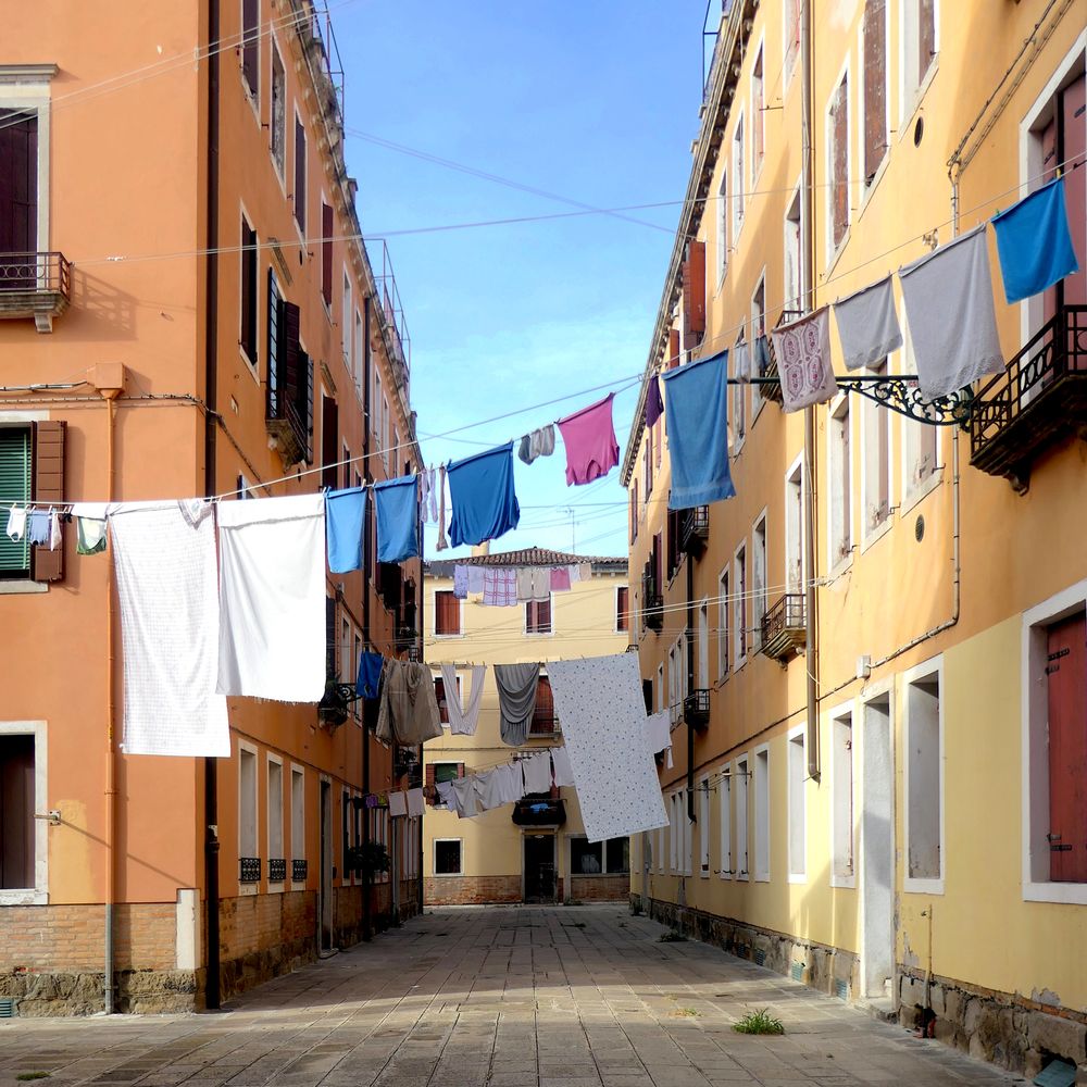 Clothes hanging in a venetian street
