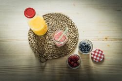 Healthy food and drinks on table