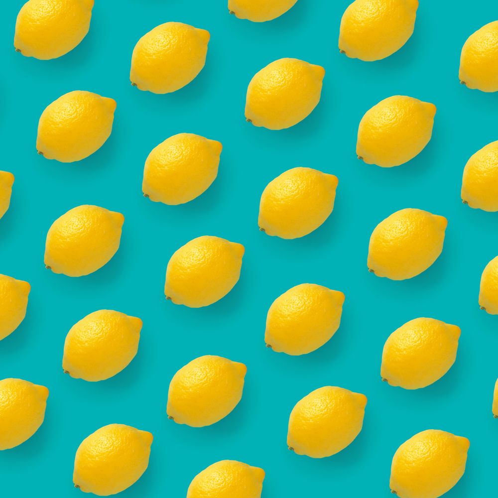 Lemon pattern on bright blue background