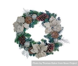 Holiday Poinsettia Christmas wreath isolated on blank backround 5ozYm0