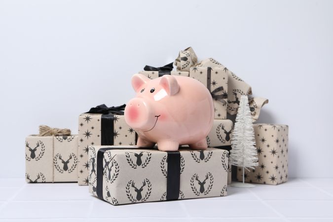 Concept of Christmas finance with piggy bank
