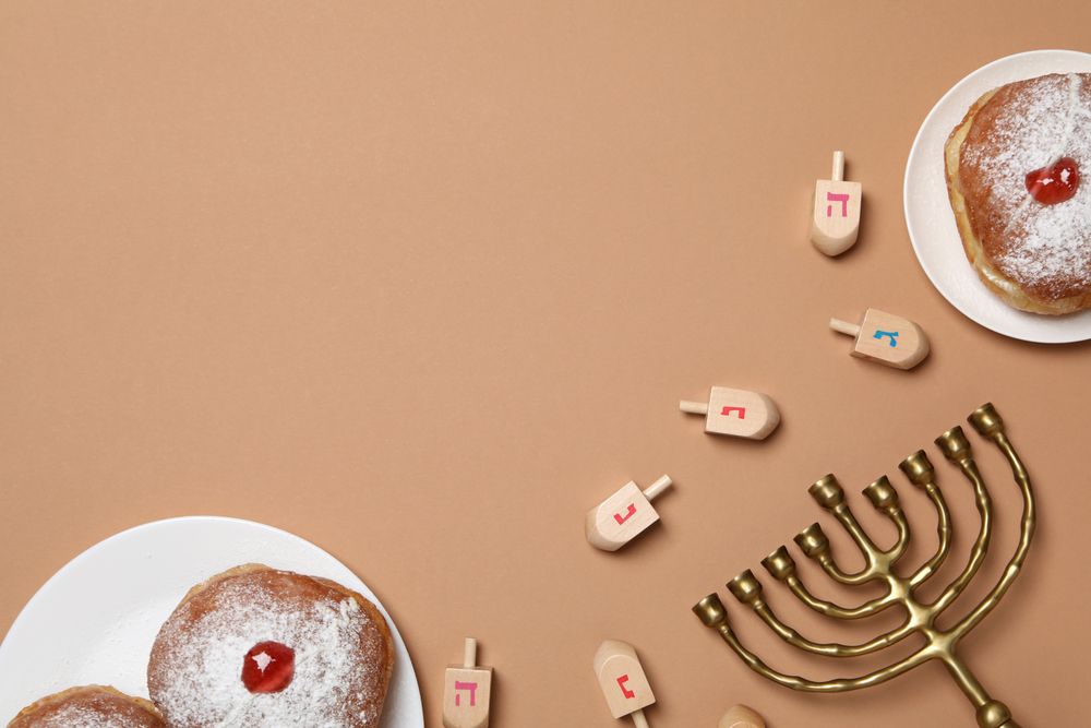 Concept of Jewish holiday, Hanukkah, space for text