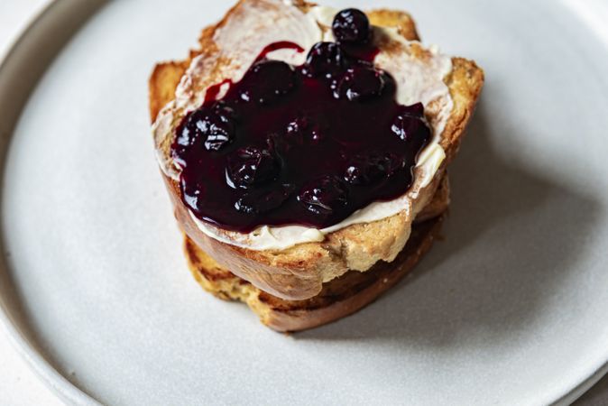 Brioche slices butter and jam on top