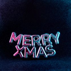 “MERRY XMAS” in vivid neon colors on dark background