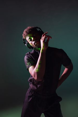 Black male listening to music