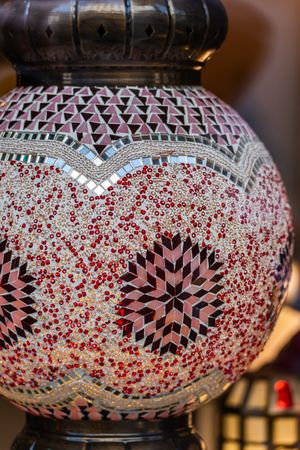 Close up of beautiful mosaic lamp