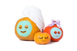 Funny pumpkins doing self care