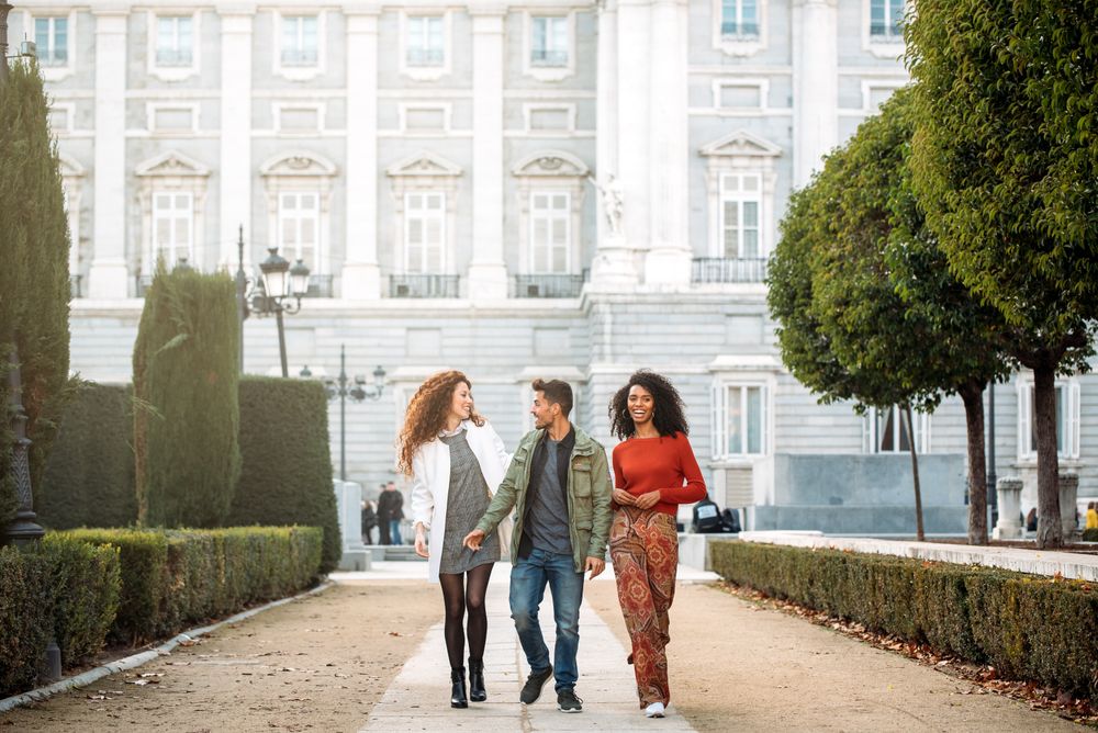 Three young friends walking