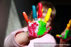 Close up of young childs painted hand 5q3ZKb