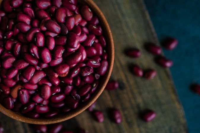 Close up of bowl of dried red kidney beans