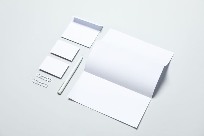 Mockup business brand template on light gray background, space for text