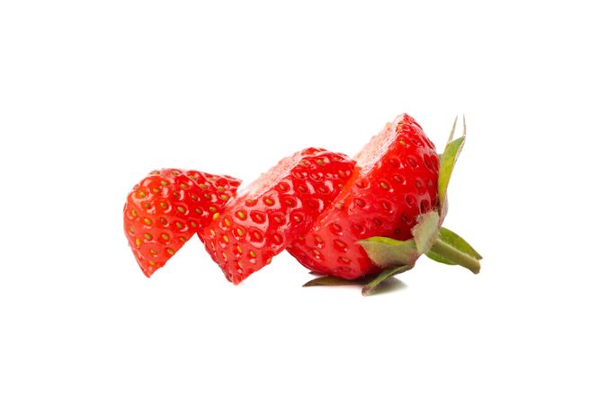 Tasty red strawberry isolated on blank background. Summer berry