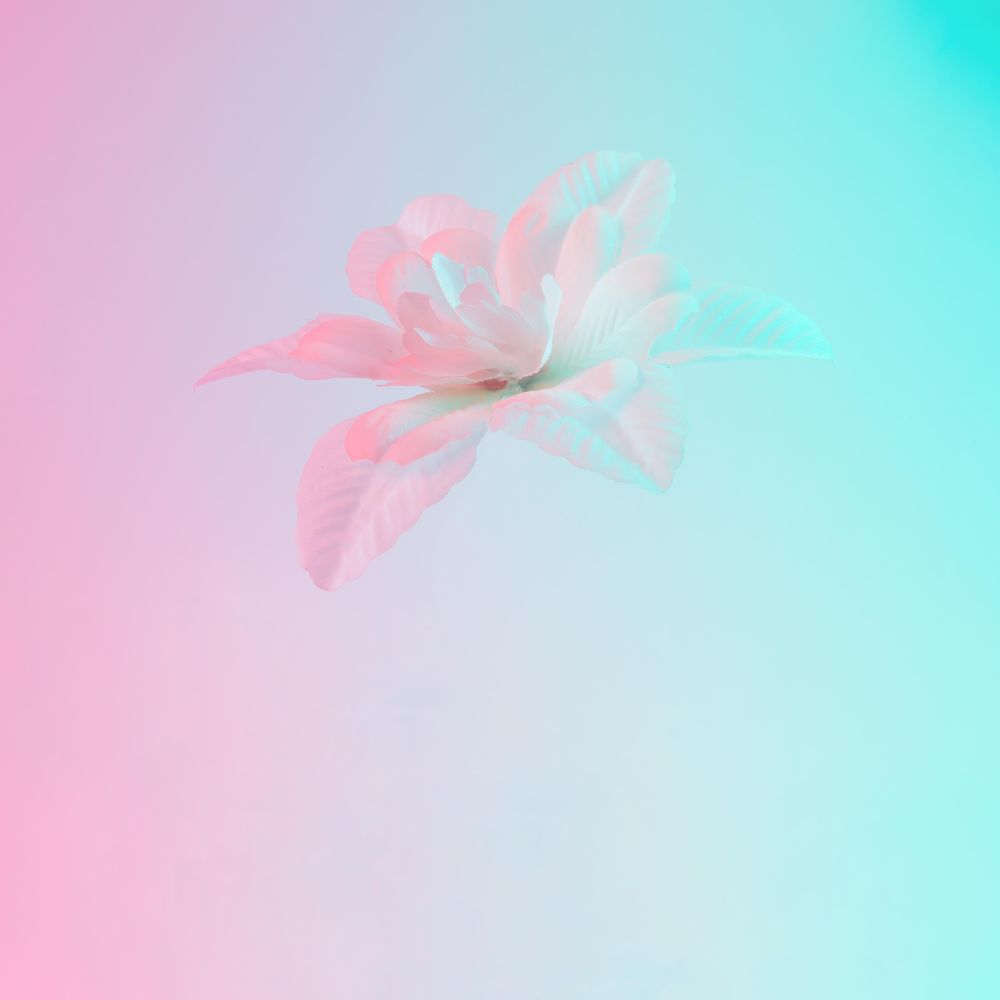 Flower in vibrant bold gradient holographic colors