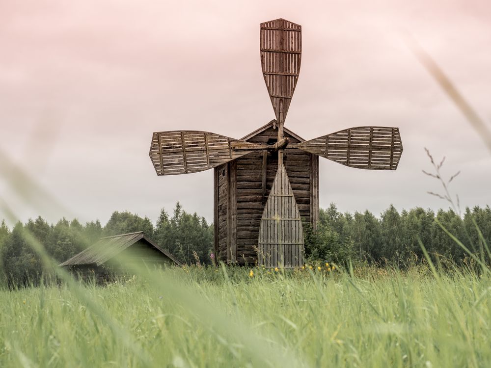 Engaging old wooden windmill in Finland