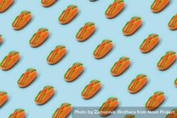 Hot dog fast food pattern on pastel blue background 5X3xv0