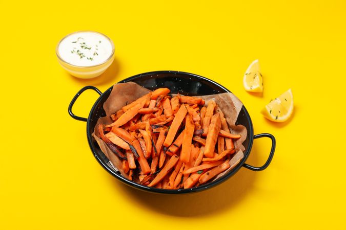 Concept of tasty food, fried sweet potato