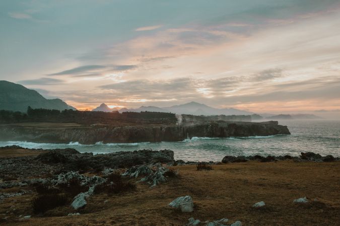 High coast near stormy water
