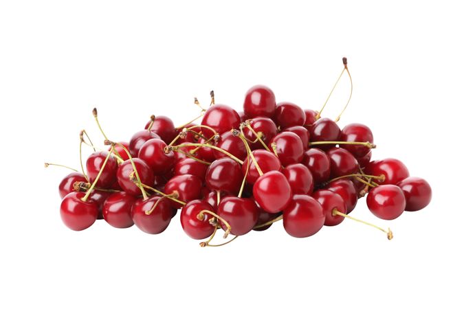 ripe cherry fruits, isolated on blank background