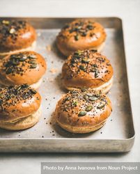 Freshly baked homemade buns with seeds 5akrGb