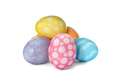 Different decorative Easter eggs isolated on plain background. Festive tradition