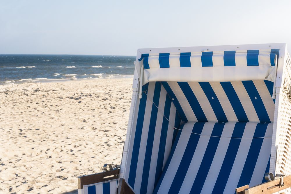 Closeup of striped beach chair