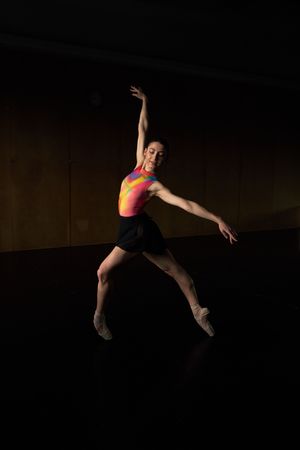 Warm-up and rehearsal of a professional ballet dancer