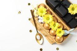 Concept of Richness, golden eggs, space for text